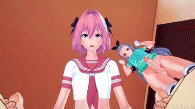Femboys - Astolfo & Hideri cocks pleasure | Male Taker POV