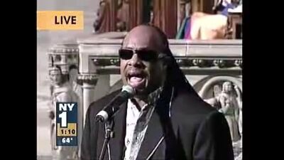 Stevie Wonder at Luther Vandross' funeral
