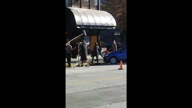 Melissa Benoist.. Nicole maines and Jesse Rath get out of car