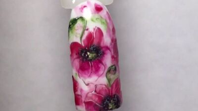 Акварель гель-лаками - Рисуем маки - Урок 3 - маникюр гель лак - уроки дизайна Донецк