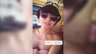 Александра Стан (Alexandra Stan) голая на пляже Махо (июнь 2018)