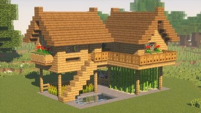 [Скрынник Дмитрий] СТАРТОВЫЙ ДОМ В MINECRAFT ДЛЯ 2 ИГРОКОВ! С бассейном!
