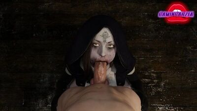 Bela Dimitrescu - oral sex; minet; blowjob; deepthroat; facefuck; 3D sex porno hentai; (Gamingarzia) [Resident Evil 8: Village]