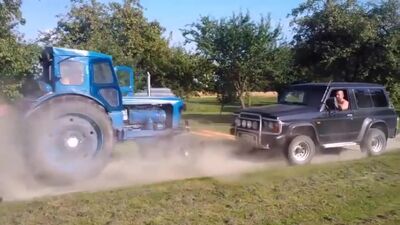 Кто кого, Трактор Т-40 vs Nissan Patrol, эпическое перетягивание