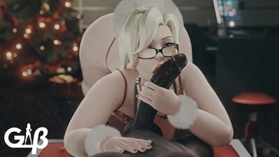 Mercy - BBC; oral sex; minet; blowjob; deepthroat; facefuck; lipfuck; licking; 3D sex porno hentai; [Overwatch]