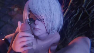 Android Yorha 2B - oral sex; minet; blowjob; deepthroat; facefuck; lipjob; topless; cumshot; 3D sex porno hentai [NieR:Automata]