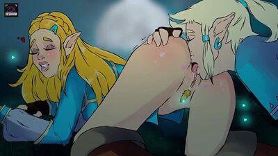 Princess Zelda x Link - gif; animation; oral sex; kunilingus; 3D sex porno hentai; [The Legend of Zelda | Breath of The Wild]