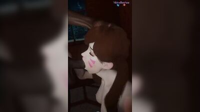 D.Va - BBC; blacked; interracial hentai; oral sex; minet; blowjob; deepthroat; facefuck; 3D sex porno hentai; [Overwatch]