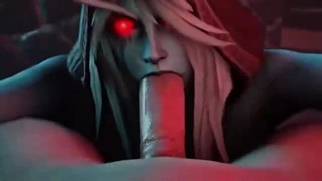 Quenn Sylvanas Windrunner (Dark Elf) - NSFW; oral sex; blowjob; deepthroat; facefuck; 3D sex porno hentai; [World of Warcraft]