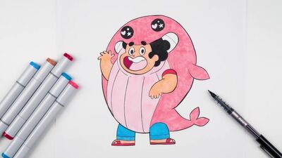Steven Universe ¦ Steven Pink Whale Costume Drawing ¦ Cartoon Network
