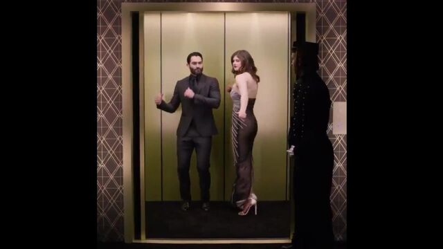 Tyler Hoechlin and Alexandra Daddario's elevator video at Golden Globes 2017