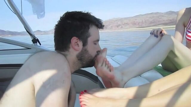 Boating with Princess Rene & Kyaa foot worship slave feet trampling smelling fetish domination trample smelling sniffing