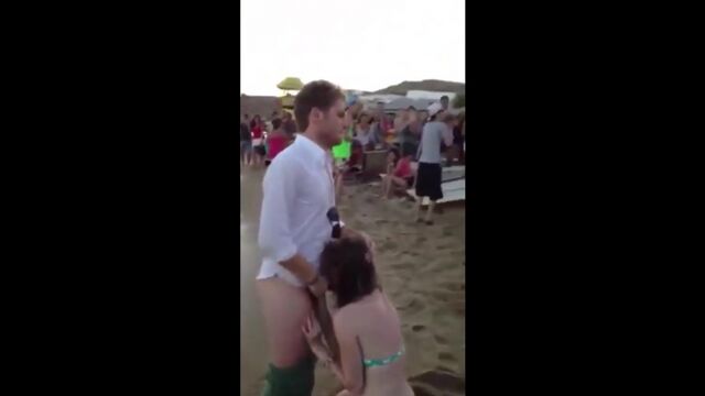 Wasted girl sucks off guys infront of a crowd