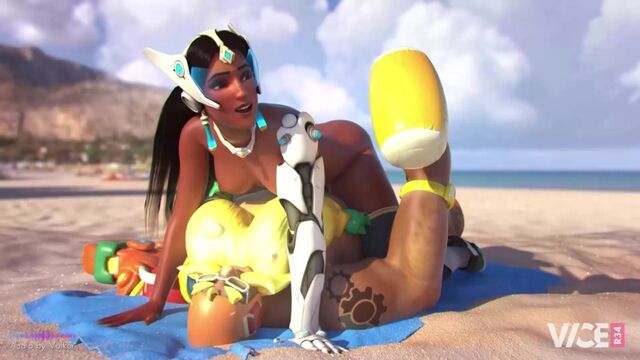 Symmetra sex with Torbjorn on the beach | Overwatch 3d hentai pron