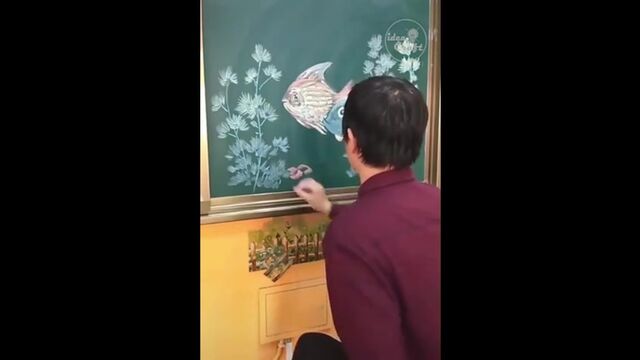 Рисунки мелом на доске