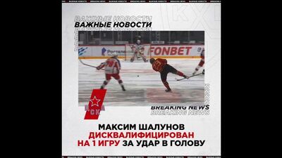 Максим Шалунов дисквалифицирован на 1 игру