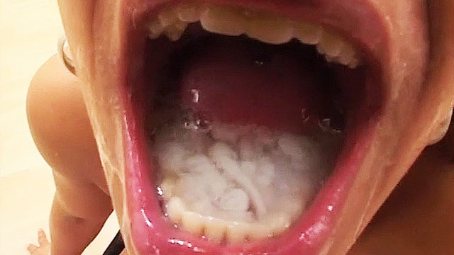A mouth full of cum