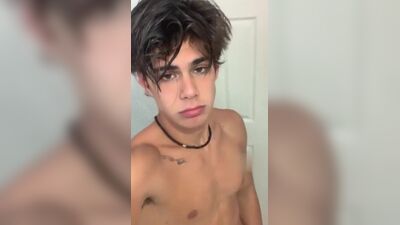 Cute sexy guy jerking off in bathroom
