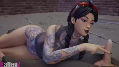 Jules - handjob; masturbation; play with dick; 3D sex porno hentai; (by Kallenz) [Fortnite]