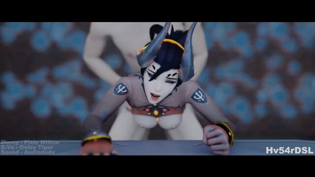 Mercy (Devil) x D.Va - behind sex; doggystyle; vaginal fucked; oral sex; minet; blowjob; cumshot 3D sex porno hentai [Overwatch]