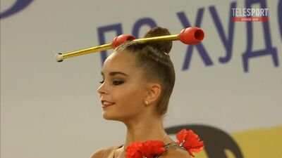 Арина Аверина - булавы (многоборье) // Международные соревнования Россия - Беларусь