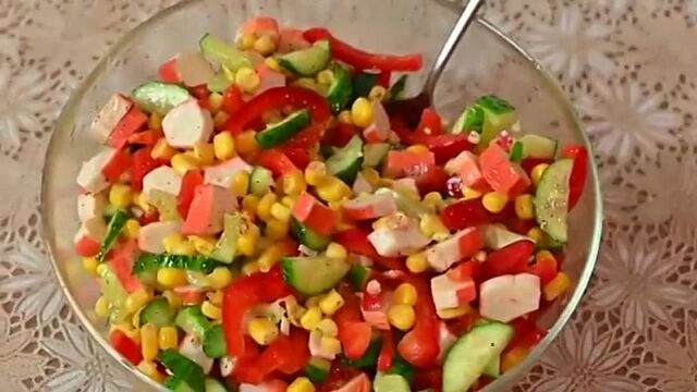 Ешь и не можешь остановиться. Салат с крабовыми палочками