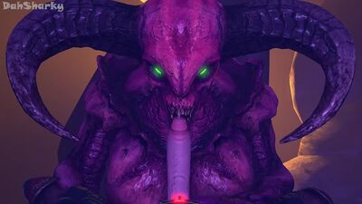 3d yiff by Dahsharky Furry Porn Sex E621 FYE Straight Blowjob Deepthroat Doom rule34 r34 demon girl