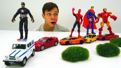 Игры #машинки Фёдор сделал АвтоПОЕЗД для #Супергерои Марвел Видео игрушки для мальчиков
