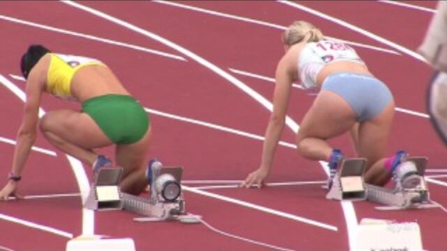 Gorgeous Slovenian & Lithuanian female sprint hurdlers' start from their back [IBoobs.© +18 (эротика, сиськи, разврат)]